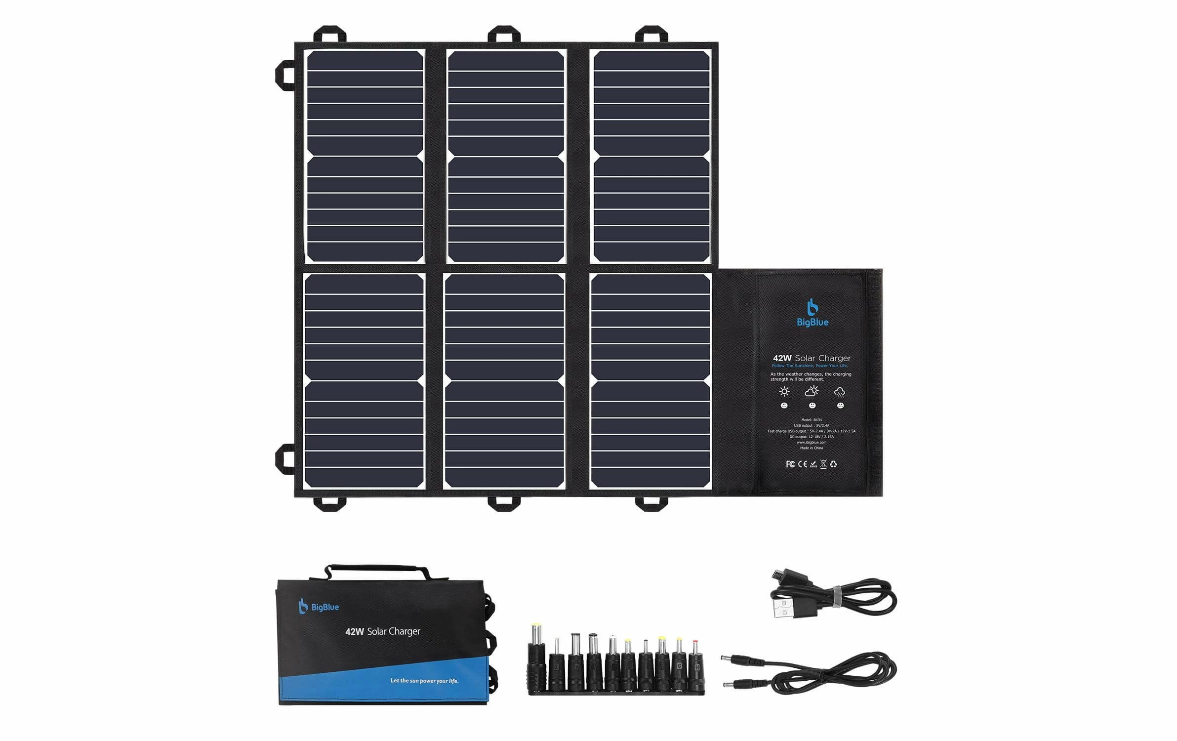 BigBlue Chargeur Solaire B434 42 W, USB - Modules Solaires 1 BigBlue Chargeur Solaire B434 42 W, USB - Modules Solaires